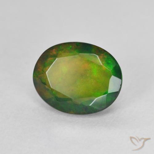 Opale nero Multicolore naturale da 1.38 ct, Ovale, Traslucido