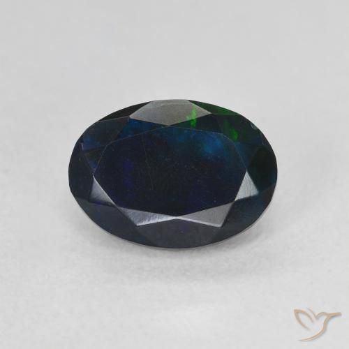 0.97ct Naturale Multicolore Opale nero, Ovale, Traslucido