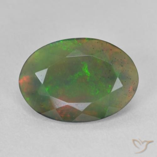 1.67ct Naturale Multicolore Opale nero, Ovale, Traslucido