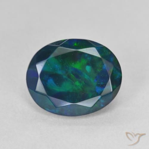 1.63ct Naturale Multicolore Opale nero, Ovale, Traslucido