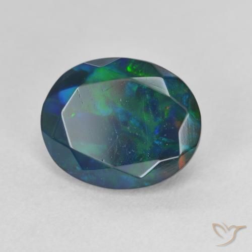 Opale nero Multicolore naturale da 1.63 ct, Ovale, Traslucido