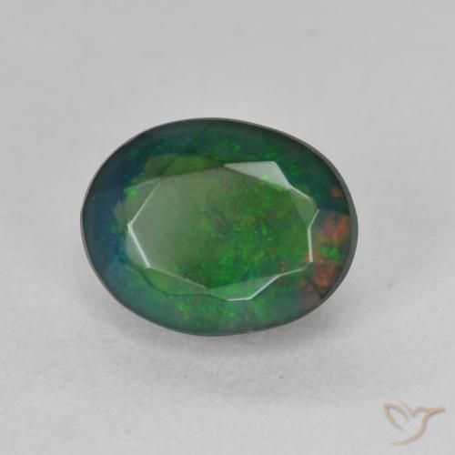 Opale nero Multicolore naturale da 1.43 ct, Ovale, Traslucido