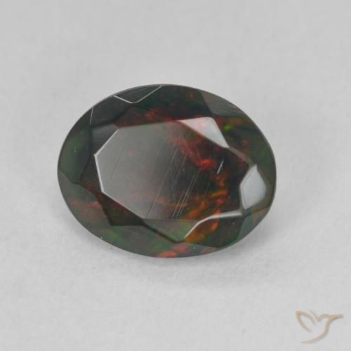 Opale nero Multicolore naturale da 1.19 ct, Ovale, Traslucido