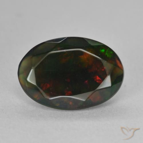 1.44ct Naturale Multicolore Opale nero, Ovale, Traslucido