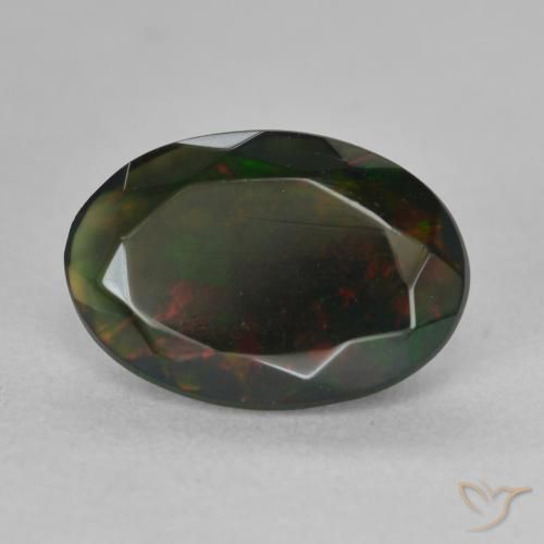 Opale nero Multicolore naturale da 1.44 ct, Ovale, Traslucido