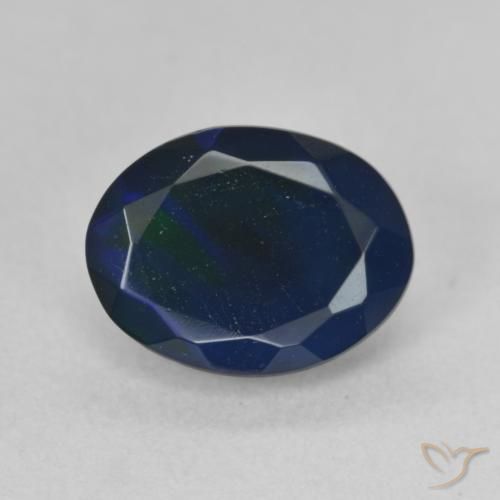 1.40ct Naturale Multicolore Opale nero, Ovale, Opaco