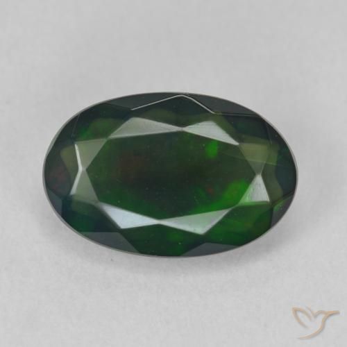 1.52ct Naturale Multicolore Opale nero, Ovale, Traslucido