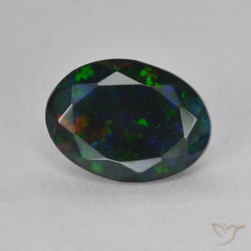 Opale nero Multicolore naturale da 1.18 ct, Ovale, Traslucido