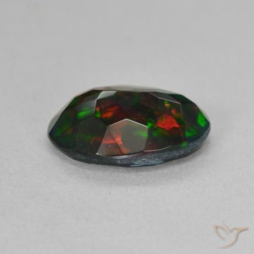 Opale nero Multicolore naturale da 1.18 ct, Ovale, Traslucido