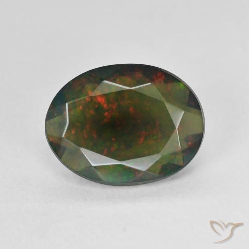 2.07ct Naturale Multicolore Opale nero, Ovale, Traslucido