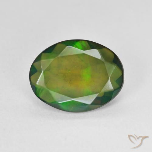 Opale nero Multicolore naturale da 1.90 ct, Ovale, Traslucido