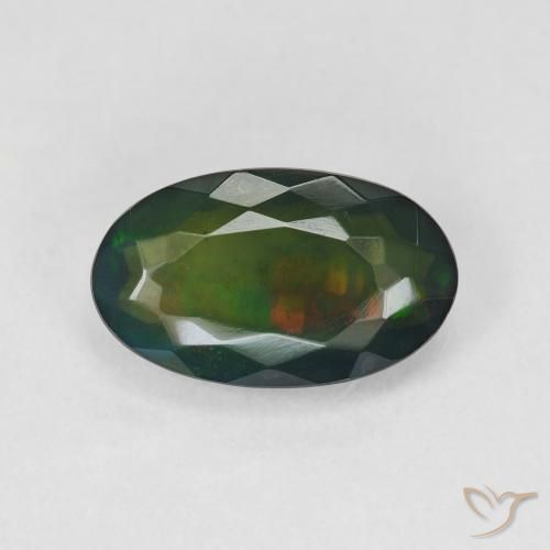 2.10ct Naturale Multicolore Opale nero, Ovale, Traslucido