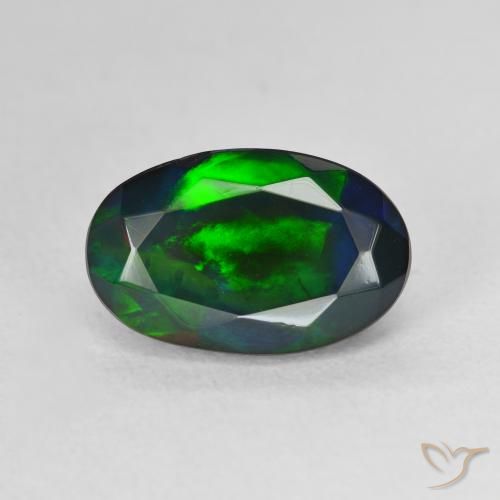 2.75ct Naturale Multicolore Opale nero, Ovale, Traslucido