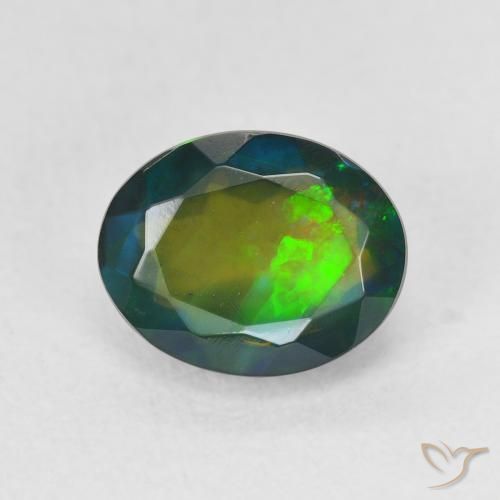 1.60ct Naturale Multicolore Opale nero, Ovale, Traslucido