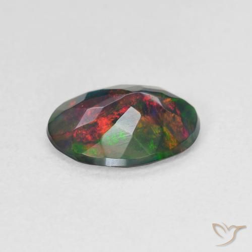 Opale nero Multicolore naturale da 1.16 ct, Ovale, Traslucido