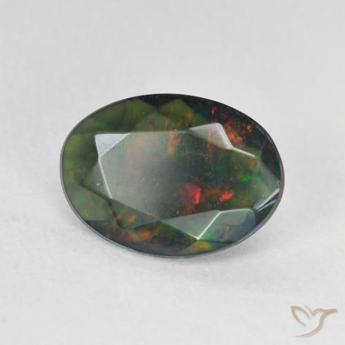 Opale nero Multicolore naturale da 1.74 ct, Ovale, Traslucido