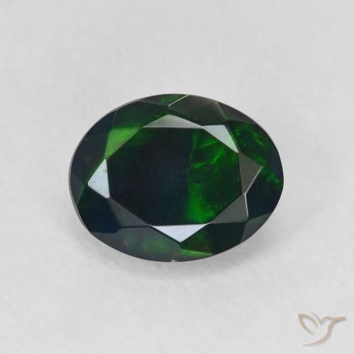 0.92ct Naturale Multicolore Opale nero, Ovale, Traslucido