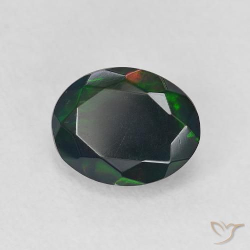 Opale nero Multicolore naturale da 0.92 ct, Ovale, Traslucido