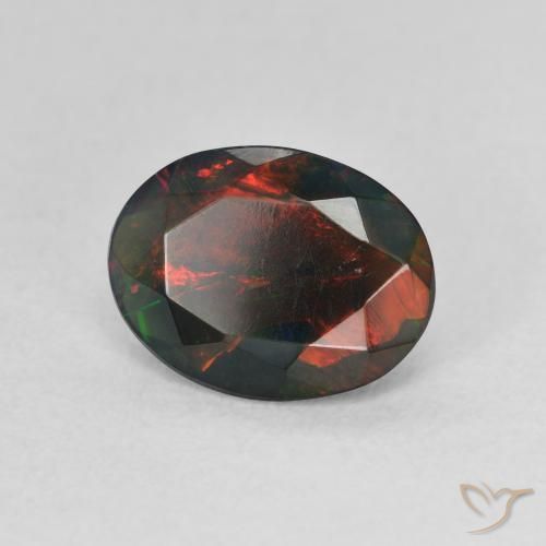Opale nero Multicolore naturale da 1.19 ct, Ovale, Traslucido