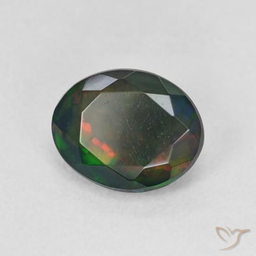 Opale nero Multicolore naturale da 1.17 ct, Ovale, Traslucido