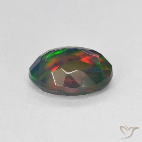 Opale nero Multicolore naturale da 1.17 ct, Ovale, Traslucido