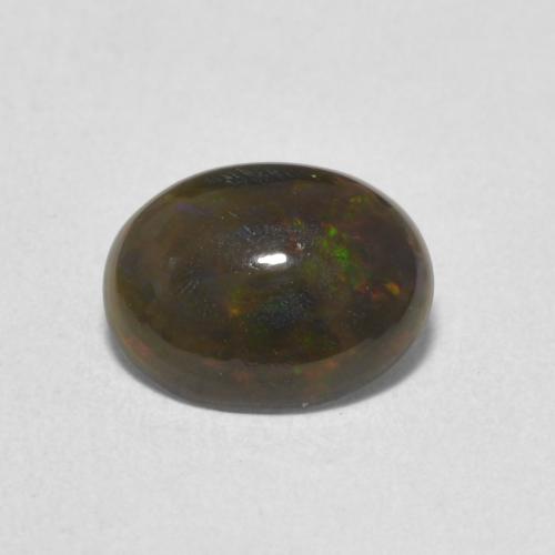 0.84ct Naturale Multicolore Opale nero, Ovale, Opaco