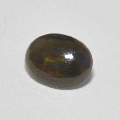 Opale nero Multicolore naturale da 0.84 ct, Ovale, Opaco