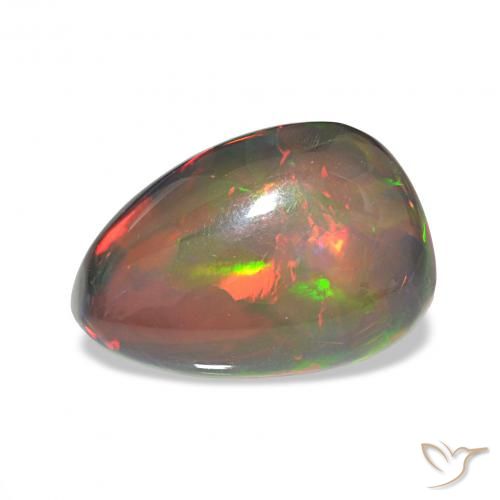 6.78ct Multicolore Opale nero, Forma a pera, Opaco