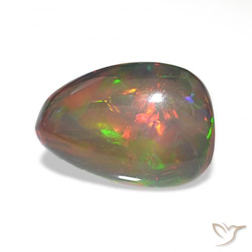Opale nero Multicolore naturale da 6.78 ct, Forma a pera, Opaco