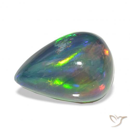 7.46ct Multicolore Opale nero, Forma a pera, Opaco