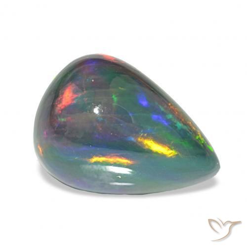 Opale nero Multicolore naturale da 7.46 ct, Forma a pera, Opaco
