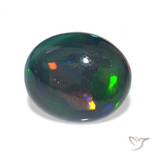 Opale nero Multicolore naturale da 8.10 ct, Ovale, Opaco