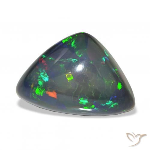 Opale nero Multicolore naturale da 9.16 ct, Taglio trillion, Opaco
