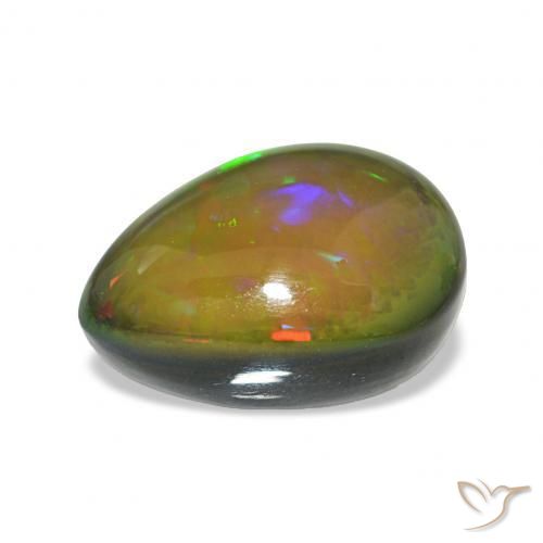 Opale nero Multicolore naturale da 6.70 ct, Forma a pera, Opaco
