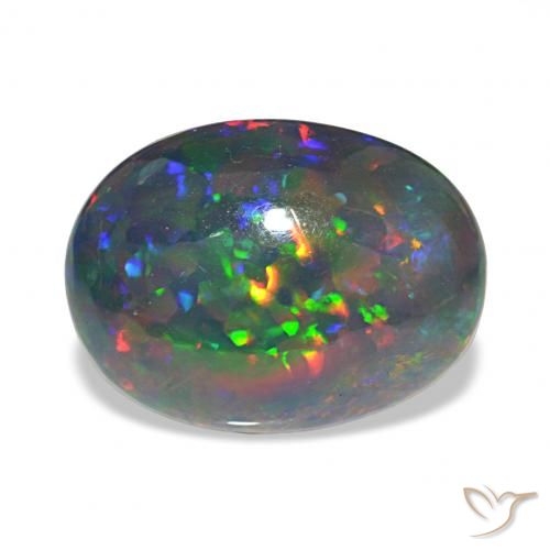 7.80ct Multicolore Opale nero, Ovale, Opaco