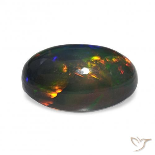Opale nero Multicolore naturale da 4.80 ct, Ovale, Opaco