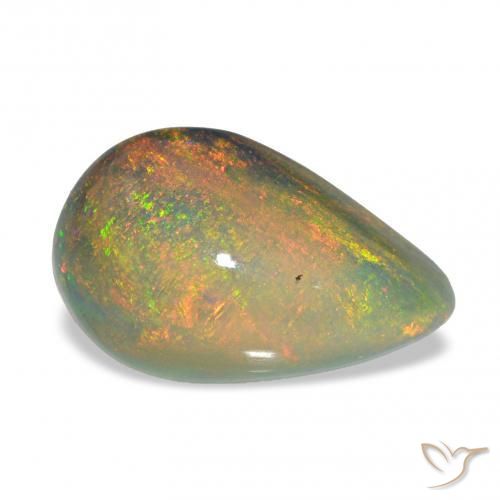 Opale nero Multicolore naturale da 3.98 ct, Forma a pera, Opaco