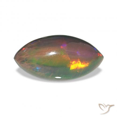 3.55ct Multicolore Opale nero, Taglio marquise, Opaco