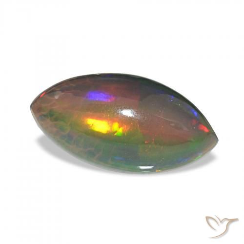Opale nero Multicolore naturale da 3.55 ct, Taglio marquise, Opaco