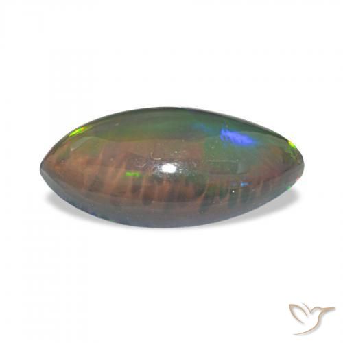 Opale nero Multicolore naturale da 3.55 ct, Taglio marquise, Opaco