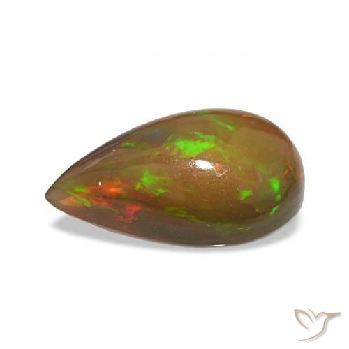 Opale nero Multicolore naturale da 4.12 ct, Forma a pera, Opaco
