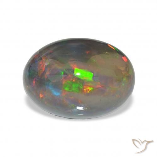 3.96ct Multicolore Opale nero, Ovale, Opaco