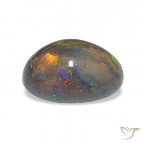 Opale nero Multicolore naturale da 3.96 ct, Ovale, Opaco