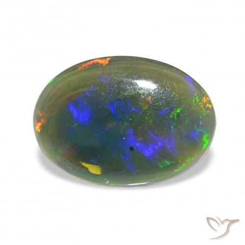 1.61ct Multicolore Opale nero, Ovale, Opaco