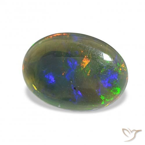Opale nero Multicolore naturale da 1.61 ct, Ovale, Opaco