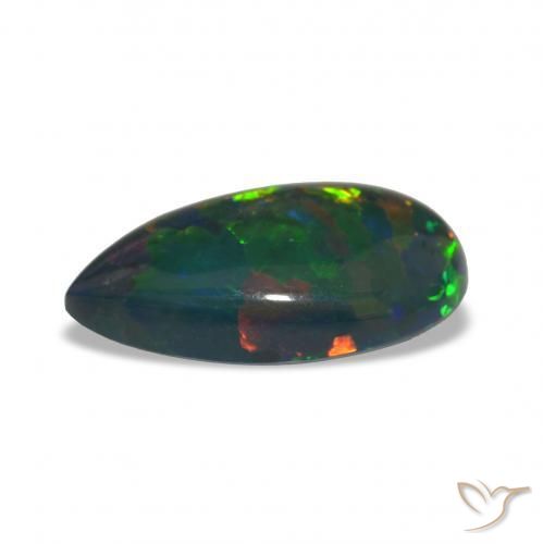 Opale nero Multicolore naturale da 6.81 ct, Forma a pera, Opaco