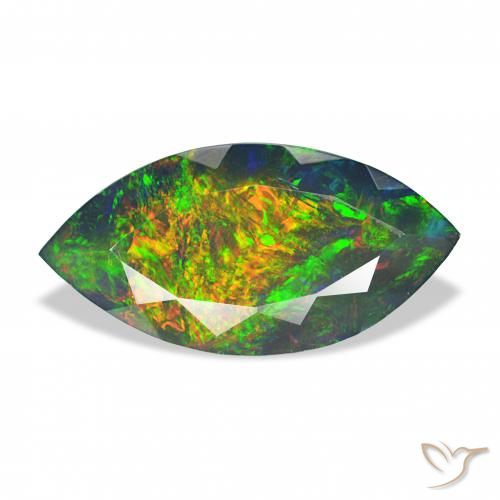 3.37ct Multicolore Opale nero Pietre preziose, Taglio marquise, Opaco