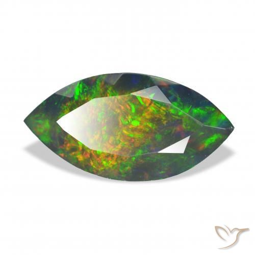 Opale nero Multicolore naturale da 3.37 ct, Taglio marquise, Opaco