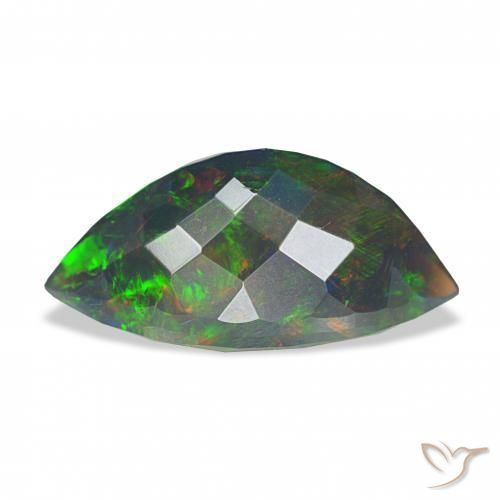 Opale nero Multicolore naturale da 3.37 ct, Taglio marquise, Opaco