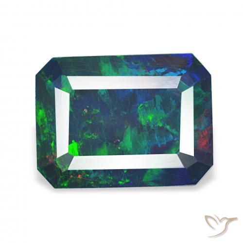 1.81ct Multicolore Opale nero, Taglio smeraldo, Opaco